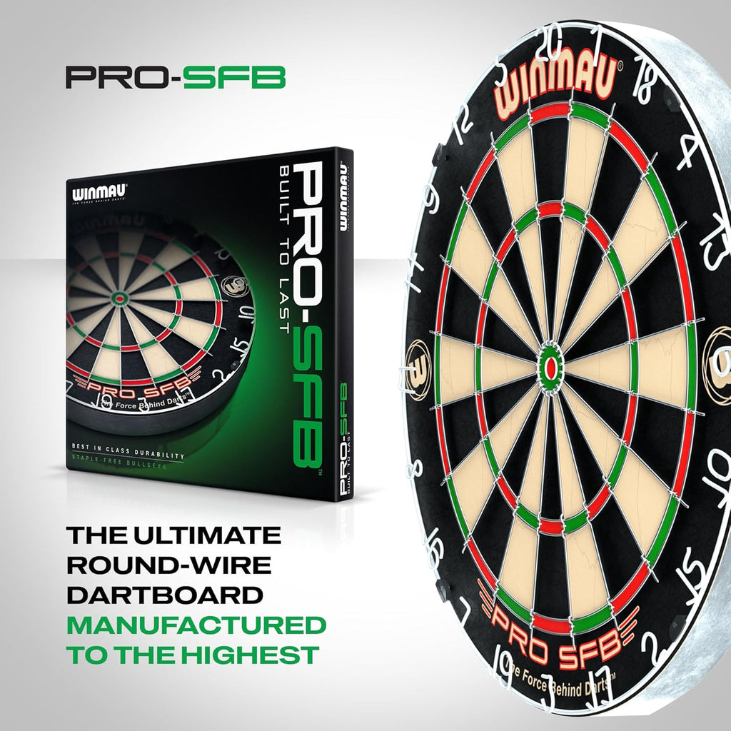 Pro SFB Bristle Dart Board - Professional Staple Free Bullseye Dartboard | Pro  Dart Board for Home, Tournament or Club | Durable Bristle Dartboards for Darts Enthusiasts