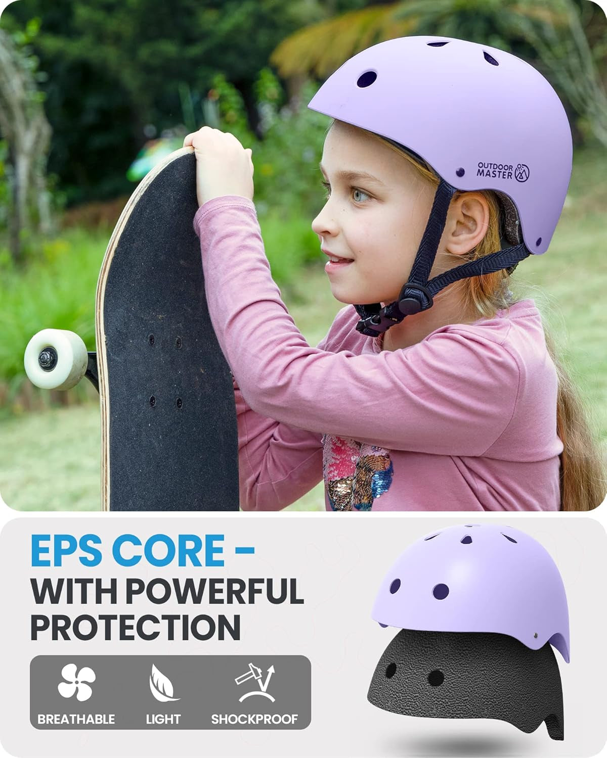 Kids Skateboard Cycling Helmet-Certified Adjustable Multi-Sports Helmet with Removable Liners for Skateboarding Skating Scooter