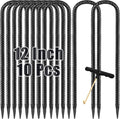 Trampoline Stakes Anchors 10-Pack Trampoline Accessories 12 Inch Wind Stake Heavy Duty High Wind Ground Anchor Galvanized Steel Tie down Anchor Kit for Swing Set Soccer Goal (10Pcs, Black)