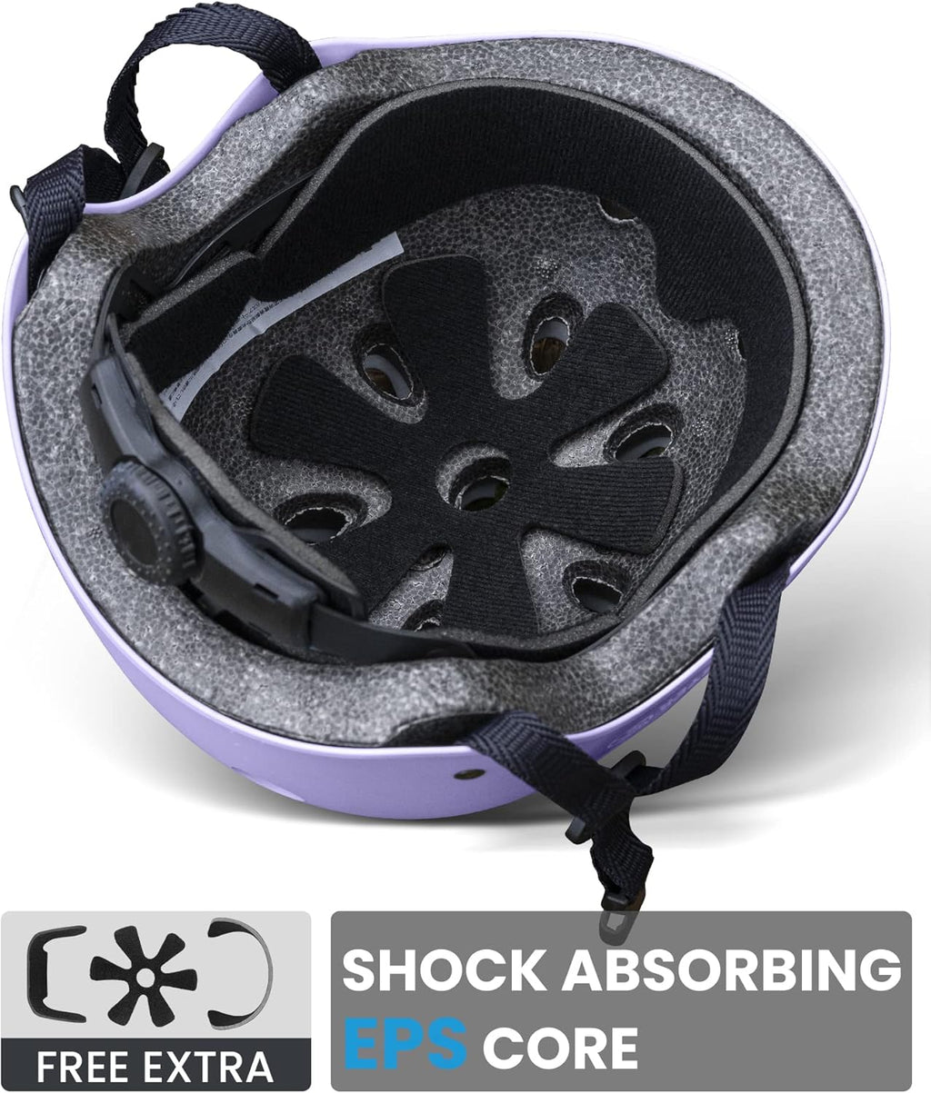 Kids Skateboard Cycling Helmet-Certified Adjustable Multi-Sports Helmet with Removable Liners for Skateboarding Skating Scooter