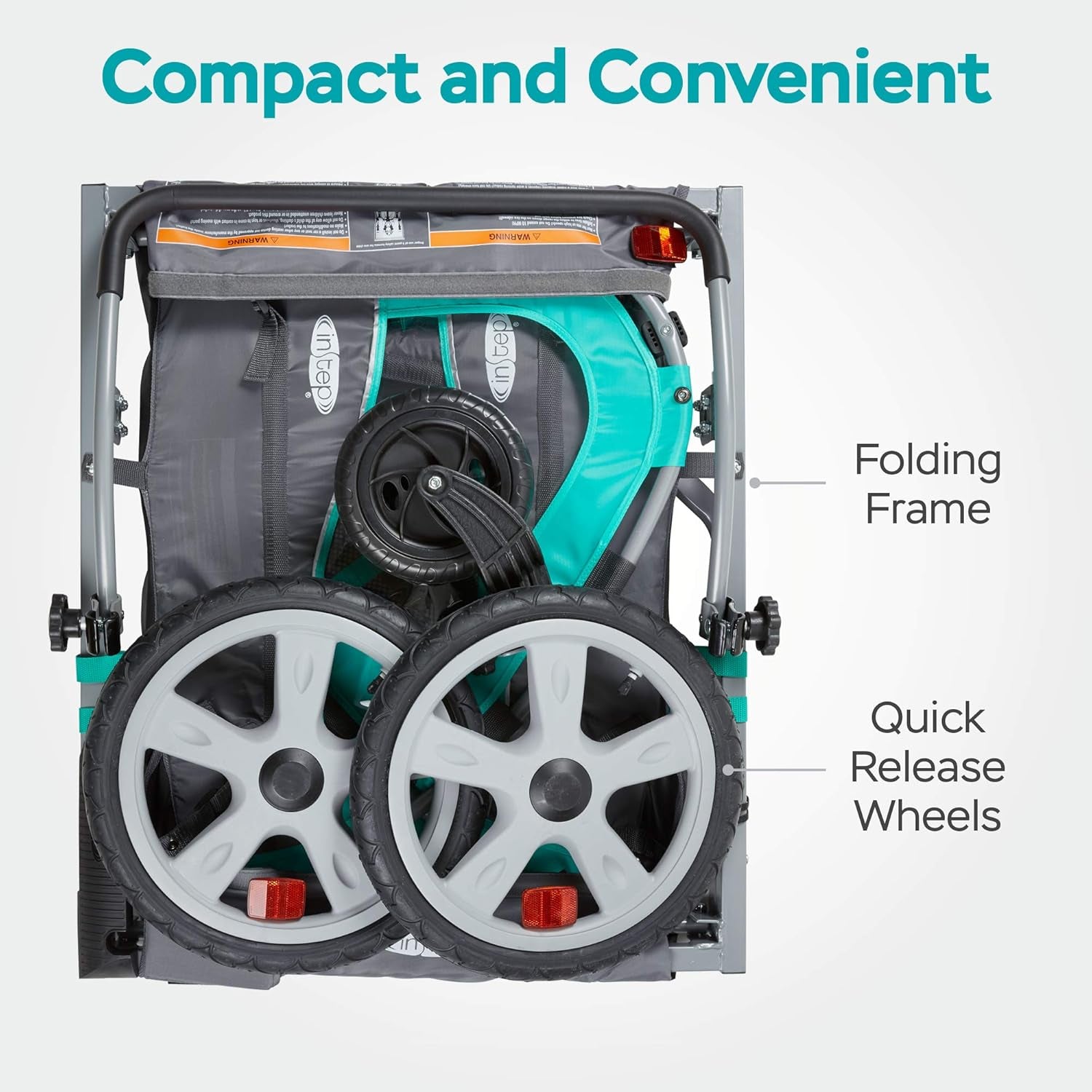 Quick-N-Ez Double Tow behind Bike Trailer for Toddlers, Kids, Converts to Stroller, Jogger, 2-In-1 Canopy, Universal Bicycle Coupler, Folding Frame, Multiple Colors